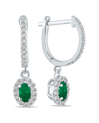 Gem Spark 14k 0.86 Ct. Tw. Diamond & Emerald Dangle Earrings