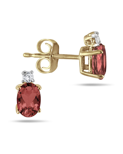 Gem Spark 14k 0.05 Ct. Tw. Diamond & Garnet Earrings