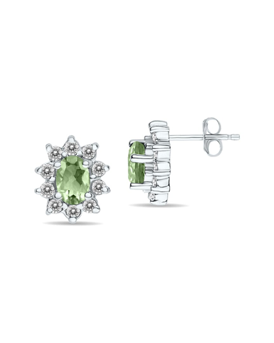 Gem Spark 14k 1.60 Ct. Tw. Diamond & Green Amethyst Earrings