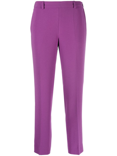 Alberto Biani Cropped Tapered Trousers In Purple