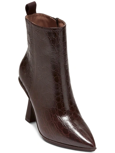 COLE HAAN GA YORK WOMENS EMBOSSED LEATHER SIDE ZIP ANKLE BOOTS
