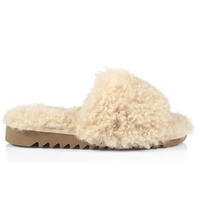 Rag & Bone Eira Faux Shearling Slides Shoes Flats In Ivory In Multi