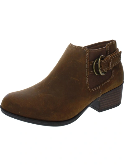 Clarks Addiy Kara Womens Leather Block Heel Ankle Boots In Brown