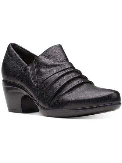 Clarks Emily Cove Womens Leather Embossed Shooties In Black Leather