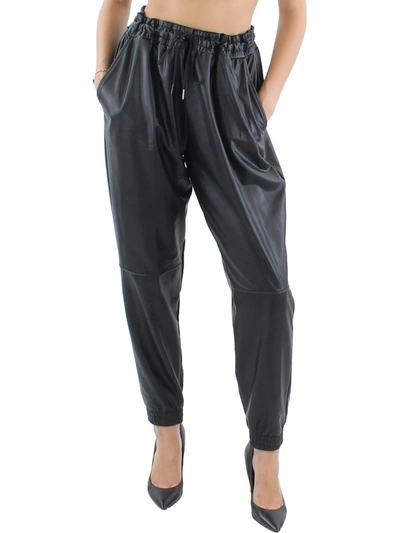Hue Women's High-rise Faux-leather Jogger Pants In Black