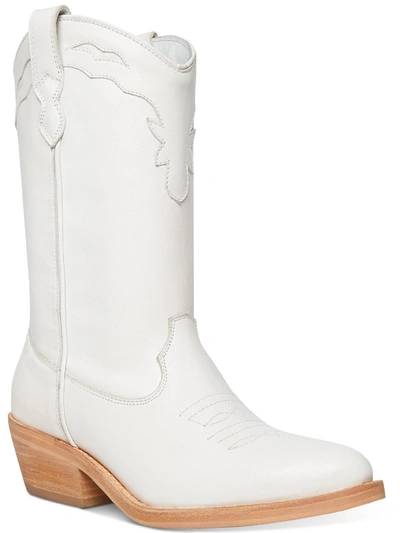 Steve Madden Laredo Womens Embroidered Mid-calf Cowboy, Western Boots In White