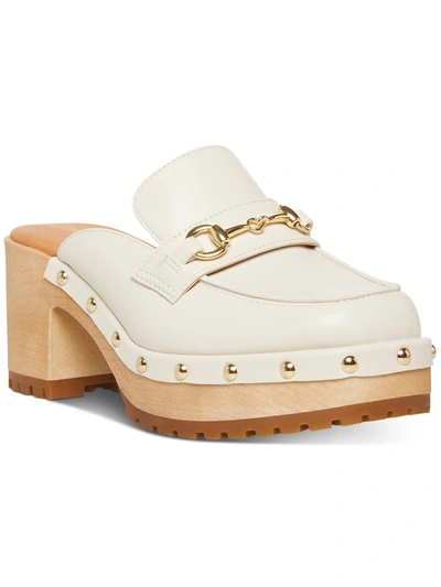 Madden Girl Suzanne Womens Faux Leather Embellished Clogs In White
