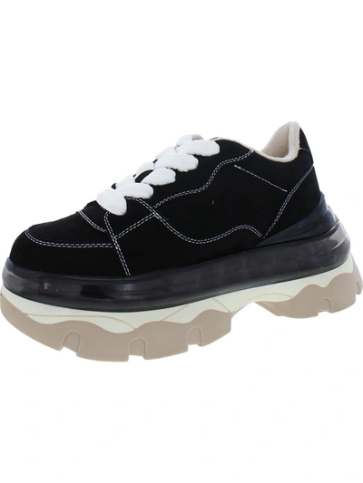 Steve Madden Evolved Womens Chunky Lace Up Casual And Fashion Sneakers In Black