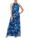 SLNY WOMENS FLORAL PRINT MAXI EVENING DRESS