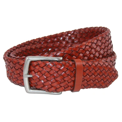 Crookhorndavis Toscana Leather Tubular Braided Belt In Red