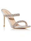 Stuart Weitzman Addison Woven Crystal Slide Sandals In Silver