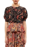 Ulla Johnson Dina Puff Sleeve Silk Top In Black