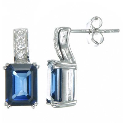 Vir Jewels Sterling Silver Created Blue Sapphire Earrings (2.10 Ct)