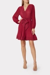 MILLY LIV SOLID PLEATED DRESS IN RASPBERRY