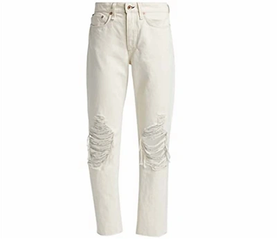 RAG & BONE ROSA MID RISE RIPPED BOYFRIEND JEANS IN WHITE