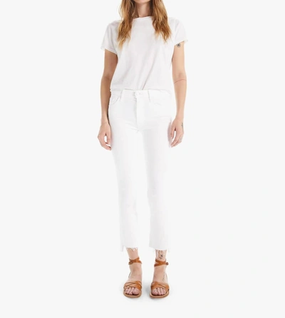 Mother The Insider Crop Step Fray Fairest Of Them All Jeans In White