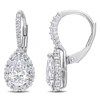 Mimi & Max 2 5/8ct Dew Created Moissanite Teardrop Halo Leverback Earrings In Sterling Silver In White