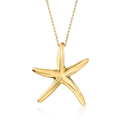 Ross-simons Italian 18kt Yellow Gold Starfish Drop Necklace In Multi