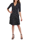 SIGNATURE BY ROBBIE BEE WOMENS DOTTED TIERED MINI DRESS