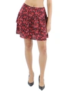 City Studio Juniors Womens Textured Floral Print A-line Skirt In Black
