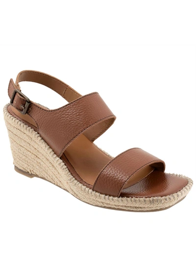 Softwalk Hartley Womens Leather Slingbacks Espadrilles In Brown