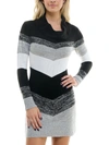 Bcx Juniors Womens Chevron Mini Sweaterdress In Black