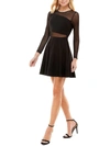 City Studio Juniors Womens Mesh Illusion Mini Dress In Black