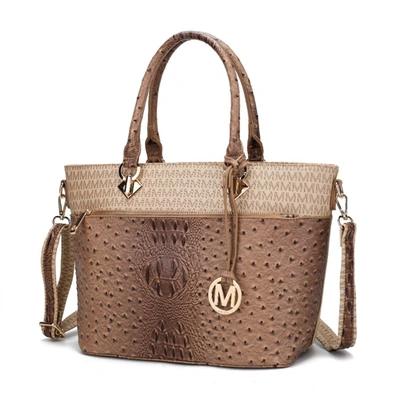 Mkf Collection By Mia K Grace Signature And Croc Embossed Tote Handbag In Gold