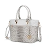 Mkf Collection By Mia K Grace Signature And Croc Embossed Tote Handbag In Silver