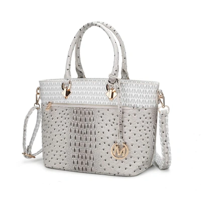 Mkf Collection By Mia K Grace Signature And Croc Embossed Tote Handbag In Silver
