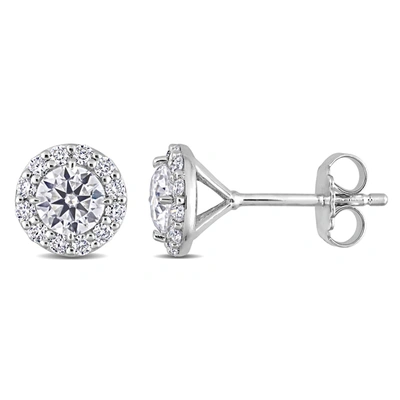 MIMI & MAX 1 1/3CT DEW CREATED MOISSANITE ROUND HALO STUD EARRINGS IN STERLING SILVER