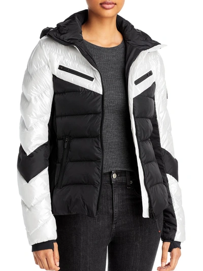 Bogner Womens Colorblock Warm Puffer Jacket In White