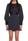 Staud Crosshill Satin Mini Dress In Black