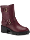Sun + Stone Lionell Womens Faux Leather Embossed Motorcycle Boots In Black