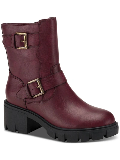 Sun + Stone Lionell Womens Faux Leather Embossed Motorcycle Boots In Multi
