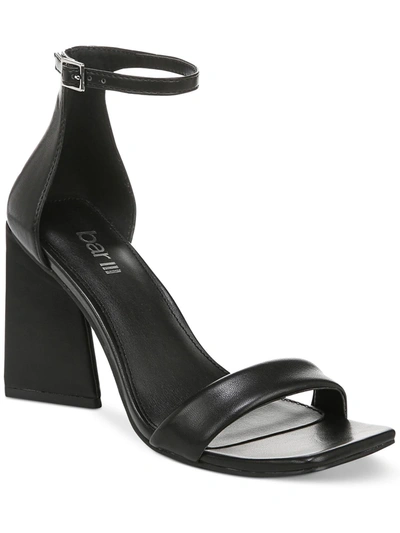 Bar Iii Appel Womens Faux Leather Ankle Strap Heels In Black