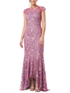 JS COLLECTIONS WOMENS EMBROIDERED HI-LOW EVENING DRESS