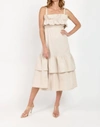 SOFIA COLLECTIONS MILLIE RUFFLE STRAP DRESS IN BEIGE