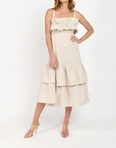 Sofia Collections Millie Ruffle Strap Dress In Beige