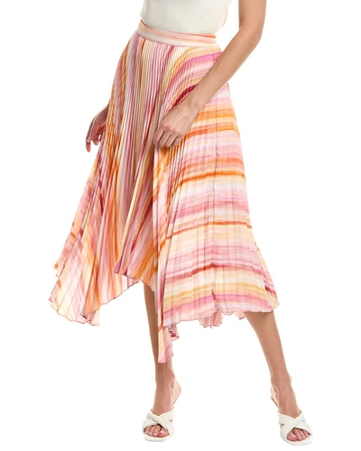 Bcbgmaxazria Ombre Stripe Pleated Handkerchief Midi Skirt In Pink