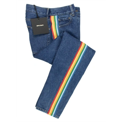 Palm Angels Denim Rainbow Stripe Medium Wash Jeans - Blue