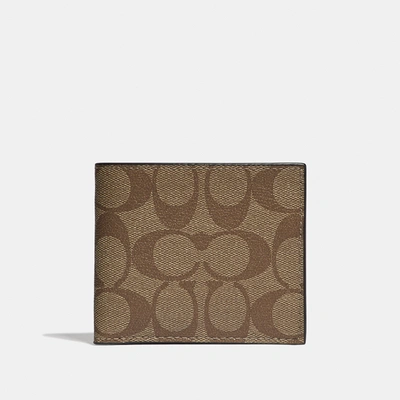 Coach Outlet Id Billfold Wallet In Signature Canvas In Beige