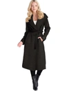 TAHARI JULIETTE WOMENS WOOL BLEND FAUX LEATHER TRIM WOOL COAT