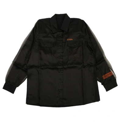 Heron Preston Black Double Layer Silk Shirt