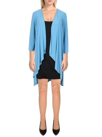 R & M Richards Womens Knit Drapey Duster Blazer In Blue