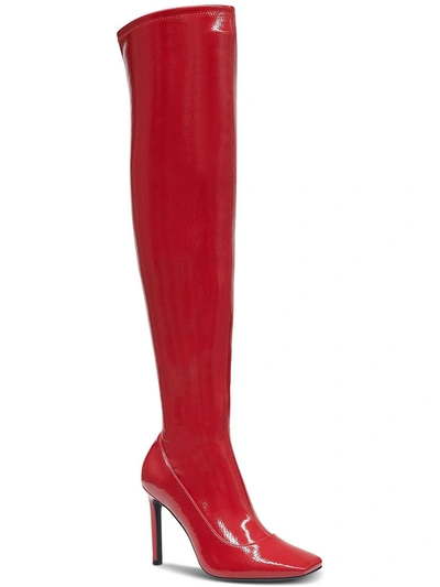 Inc Keenah Womens Patent Square Toe Thigh-high Boots In Red