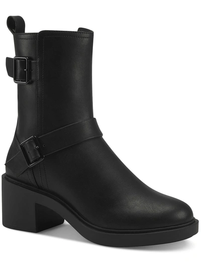 Alfani Chantal Womens Faux Leather Ankle Booties In Black