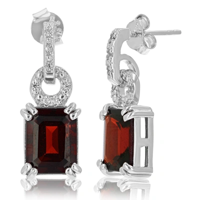 Vir Jewels Sterling Silver Garnet Earrings (3.3 Ct) In Red