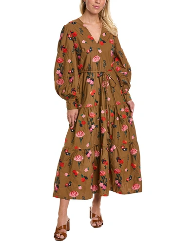 green emerald velvet dress Floral Embroidered Tunic Dress main image 1