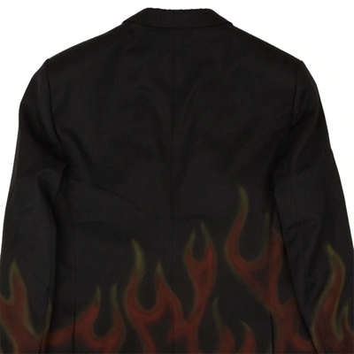 Palm Angels Black And Red Burning Double-breasted Blazer